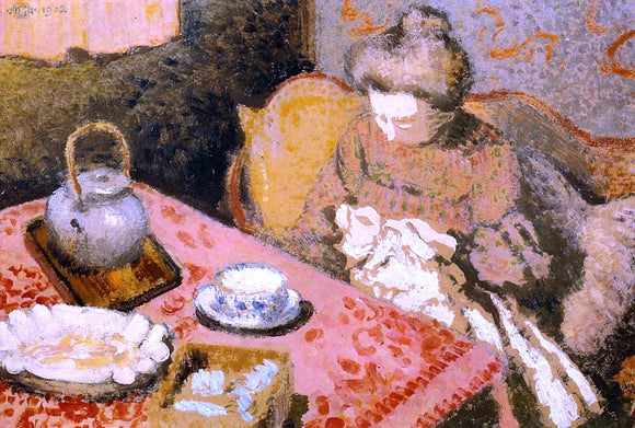  Georges Lemmen Tea (also known as Madame Georges Lemmen) - Canvas Art Print