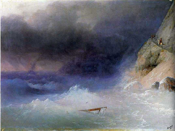  Ivan Constantinovich Aivazovsky Tempest by Rocky Coast - Canvas Art Print