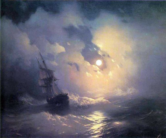  Ivan Constantinovich Aivazovsky Tempest on the Sea at Night - Canvas Art Print