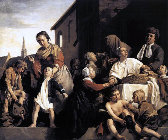  Jan De Bray Tending Children at the Orphanage in Haarlem - Canvas Art Print