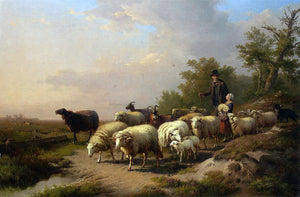  Anton Mauve Tending the Flock - Canvas Art Print