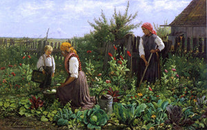  John J Hammer Tending the Garden - Canvas Art Print