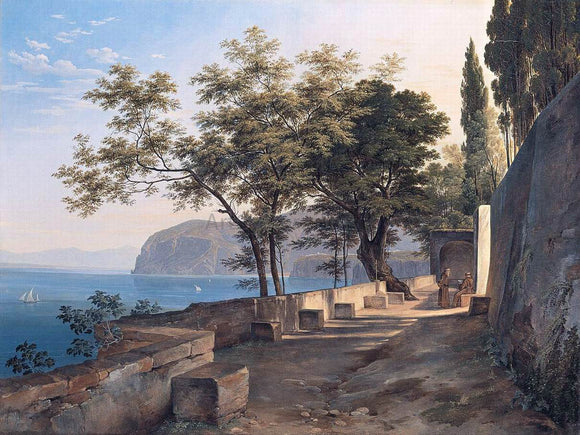  Heinrich Carl Reinhold Terrace of the Capucin Priory in Sorrento - Canvas Art Print