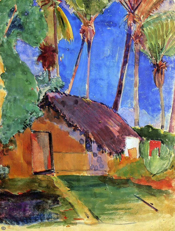  Paul Gauguin Thatched Hut under Palm Trees - Canvas Art Print