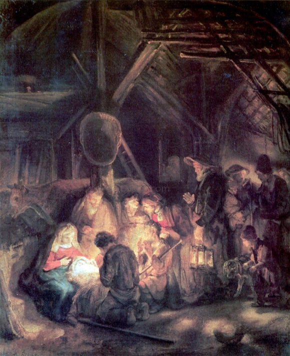  Rembrandt Van Rijn The Adoration of the Shepards - Canvas Art Print
