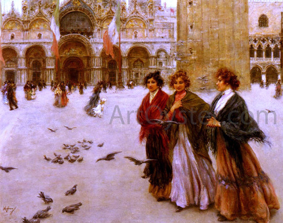  Vincenzo Migliaro The Afternoon Stroll, St. Mark's, Venice - Canvas Art Print