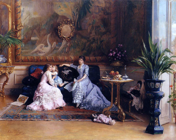  Gustave-Leonard De Jonghe The Afternoon Visit - Canvas Art Print