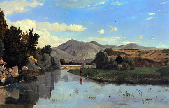  Paul-Camille Guigou The Aiguebrun River at Lourmarin - Canvas Art Print