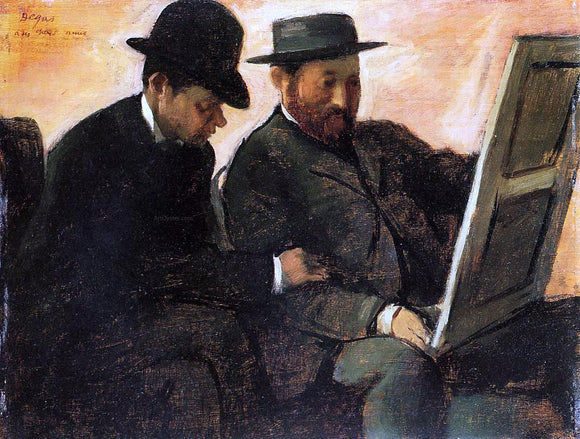 Edgar Degas The Amateurs (also known as Paul Lafond and Alhonse Cherfils Examening a Painting) - Canvas Art Print