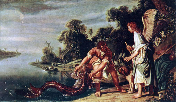  Pieter Lastman The Angel and Tobias with the Fish - Canvas Art Print