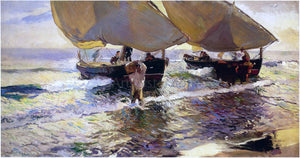  Joaquin Sorolla Y Bastida The arrival of the Boats - Canvas Art Print