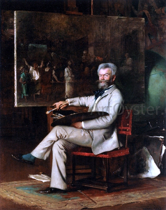  Hans Temple The Artist Munkaczy in his Studio - Canvas Art Print