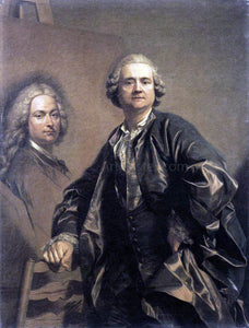  Louis Michel Van Loo The Artist with a Portrait of his Father - Canvas Art Print