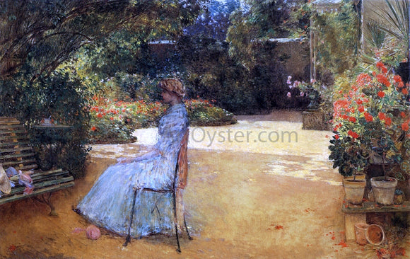  Frederick Childe Hassam The Artist's Wife in a Garden, Villiers-le-Bel - Canvas Art Print