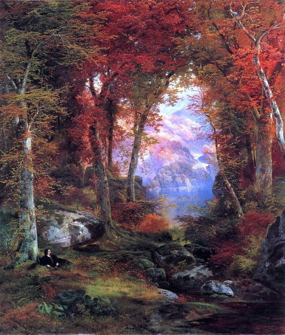  Thomas Moran Autumnal Woods (also known as Under the Trees) - Canvas Art Print