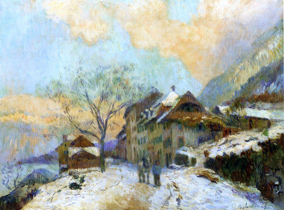  Albert Lebourg The Banks of Lake Geneva at Saint-Gingolph, in winter, with Snowy Weather - Canvas Art Print