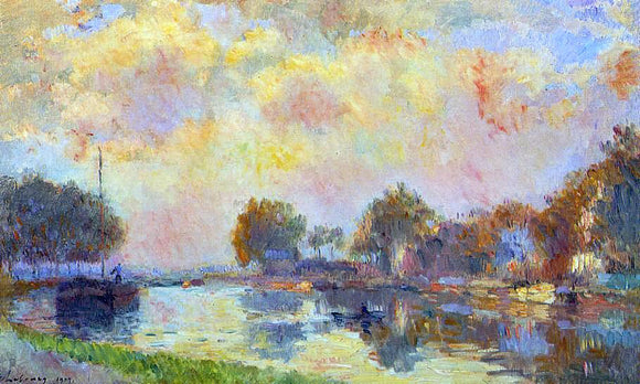  Albert Lebourg The Banks of the Canal at Charenton, Sunny Autumn Afternoon - Canvas Art Print