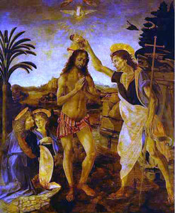  Leonardo Da Vinci The Baptism of Christ - Canvas Art Print