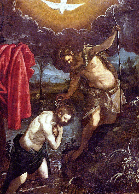  Domenico Tintoretto The Baptism Of Christ - Canvas Art Print