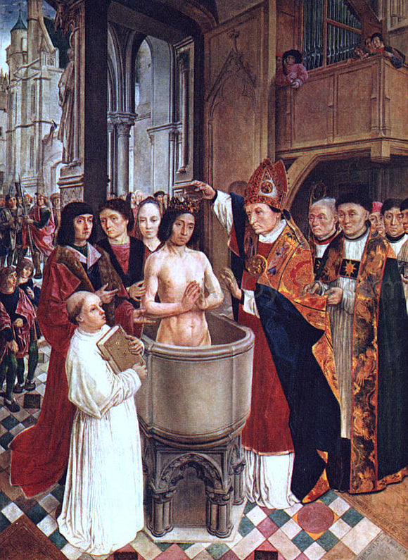  Master Saint Gilles The Baptism of Clovis - Canvas Art Print