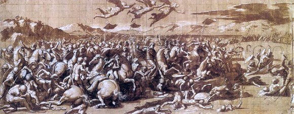  Giovan Francesco Penni The Battle at Pons Milvius - Canvas Art Print