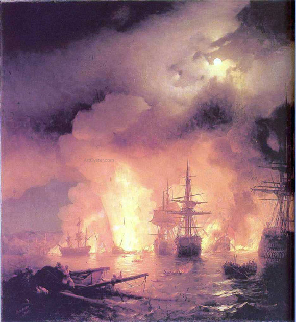 Ivan Constantinovich Aivazovsky The Battle of Chesme - Canvas Art Print