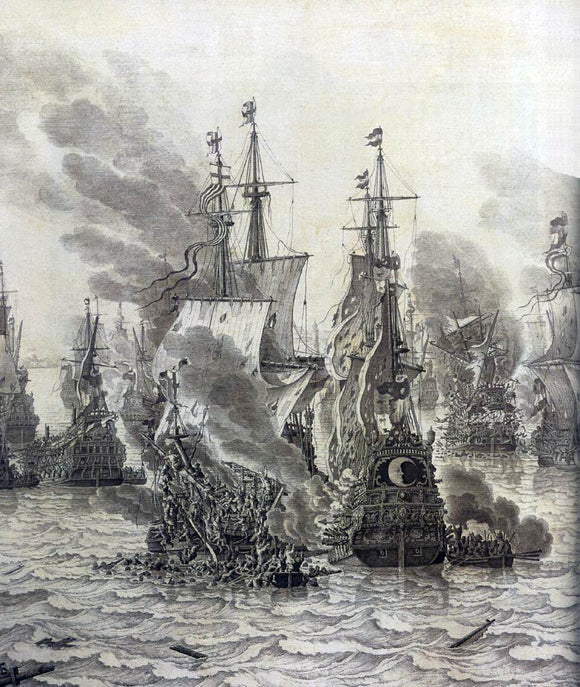  The Elder Willem Van de  Velde The Battle of Livorno (detail) - Canvas Art Print