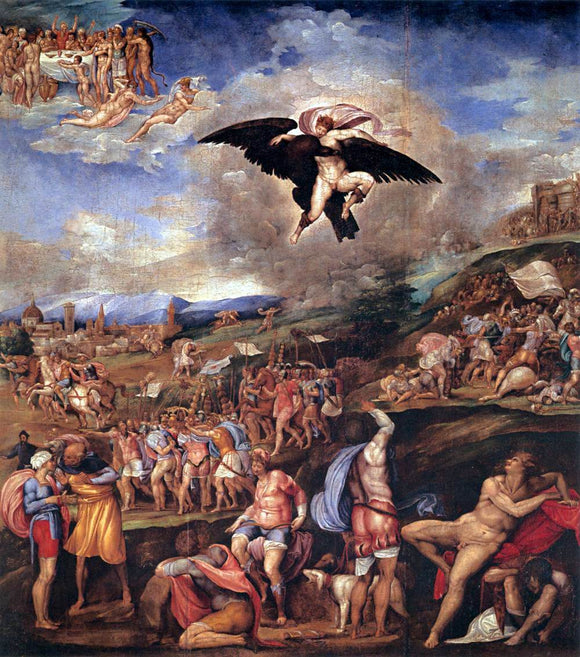  Battista Franco The Battle of Montemurlo and the Rape of Ganymede - Canvas Art Print