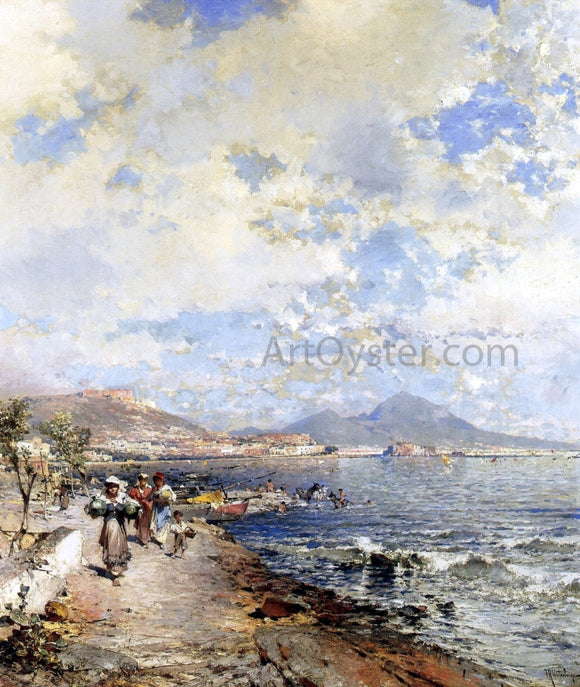  Franz Richard Unterberger The Bay of Naples - Canvas Art Print