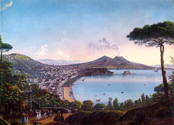  Nicolino Calyo The Bay of Naples with an American Frigate - Canvas Art Print