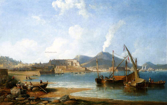  James Wilson Carmichael The Bay Of Naples With Vesuvius Beyond - Canvas Art Print
