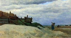  Jean-Baptiste-Camille Corot The Beach at Dunkirk - Canvas Art Print