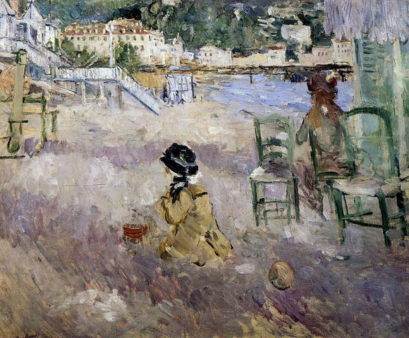  Berthe Morisot The Beach at Nice - Canvas Art Print