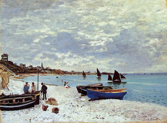  Claude Oscar Monet The Beach at Sainte-Adresse - Canvas Art Print