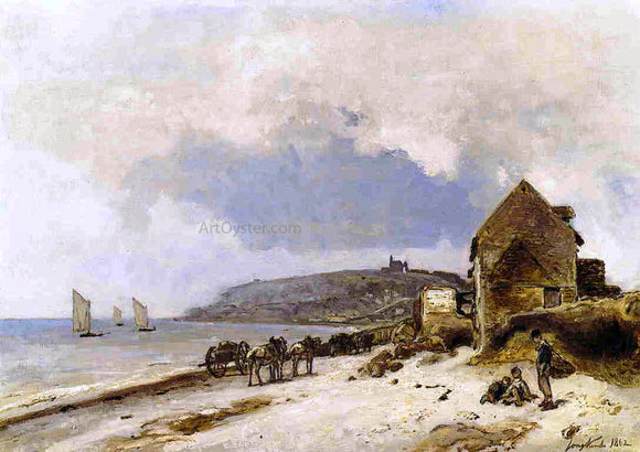  Johan Barthold Jongkind The Beach at Sainte-Adresse - Canvas Art Print