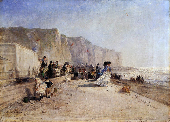  Jules Achille Noel The Beach at Treport - Canvas Art Print