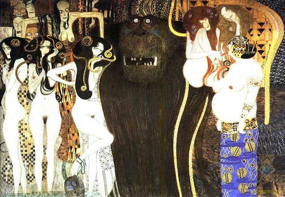  Gustav Klimt The Beethoven Frieze the Hostile Powers Left Part Detail  - Canvas Art Print