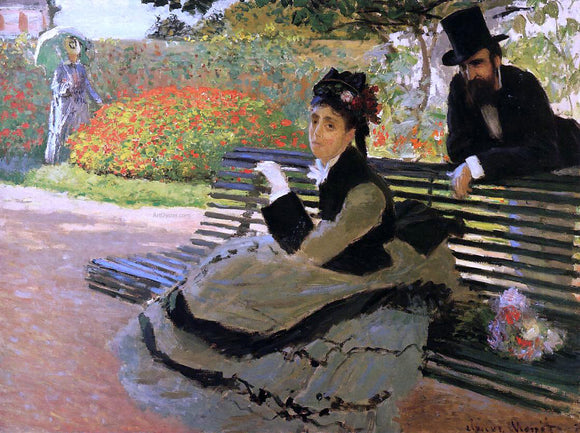  Claude Oscar Monet A Bench (also known as Camille Monet on a Garden Bench) - Canvas Art Print
