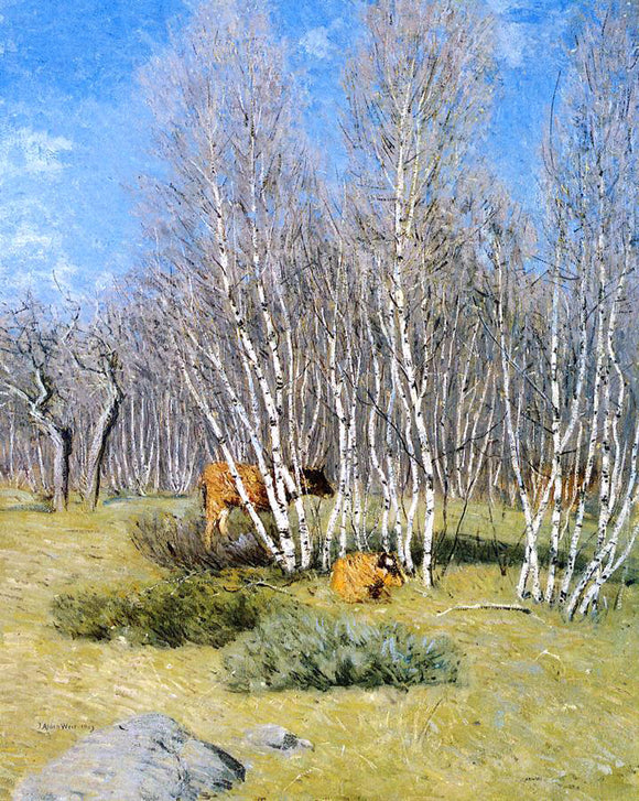  Julian Alden Weir The Birches - Canvas Art Print