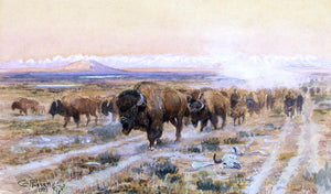  Charles Marion Russell The Bison Trail - Canvas Art Print