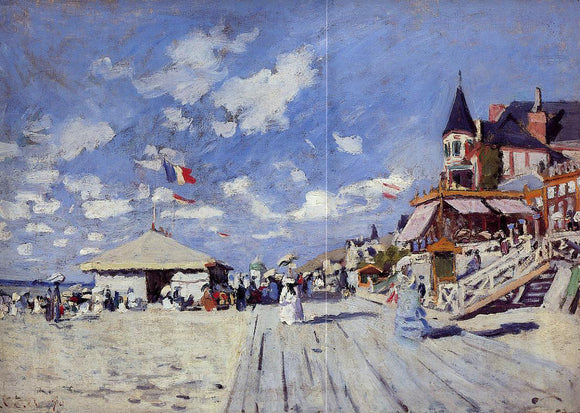  Claude Oscar Monet The Boardwalk on the Beach at Trouville - Canvas Art Print
