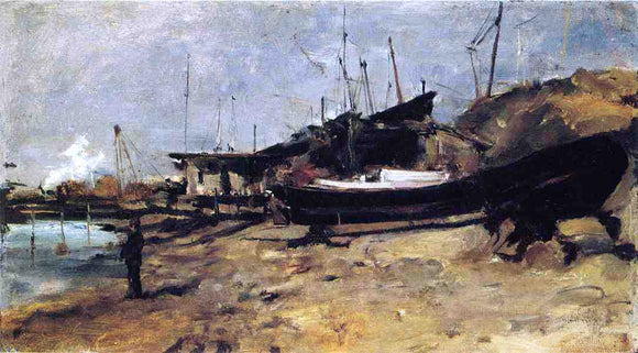  John Twachtman The Boat Yard - Canvas Art Print