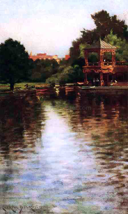  James Carroll Beckwith The Boathouse in Central Park - Canvas Art Print