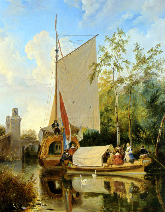  Wijnandus Josephus Nuyen The Boating Party - Canvas Art Print