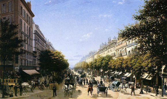  Edmond-Georges Grandjean The Boulevad des Italiens, Paris - Canvas Art Print