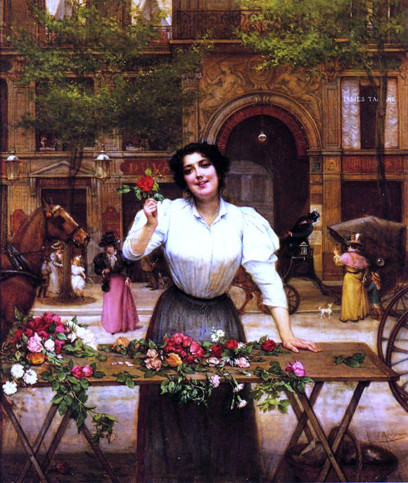  Jules Richomme The Bouquet Stand - Canvas Art Print