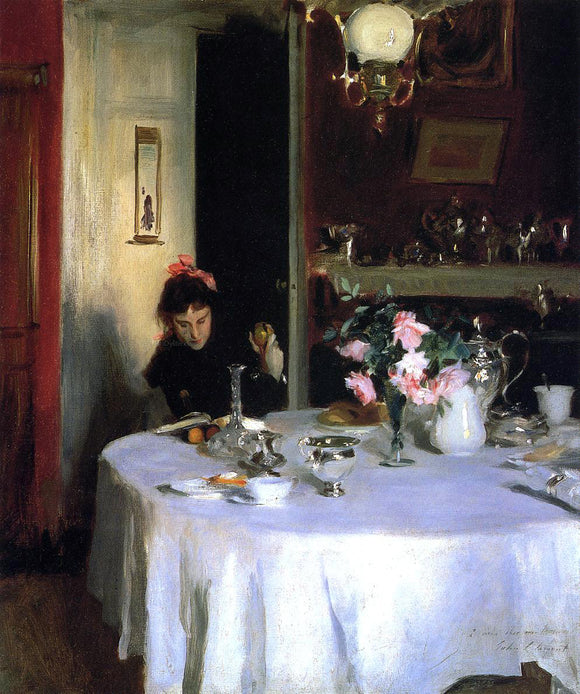  John Singer Sargent The Breakfast Table (also known as Violet Sargent) - Canvas Art Print