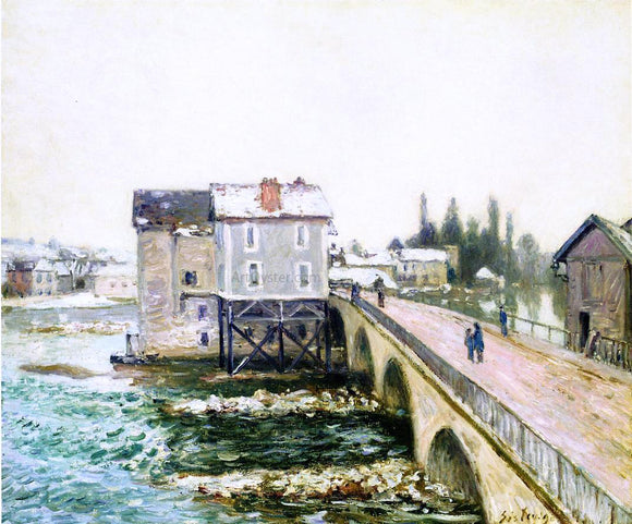  Alfred Sisley The Bridge and Mills of Moret, Winter's Effect - Canvas Art Print