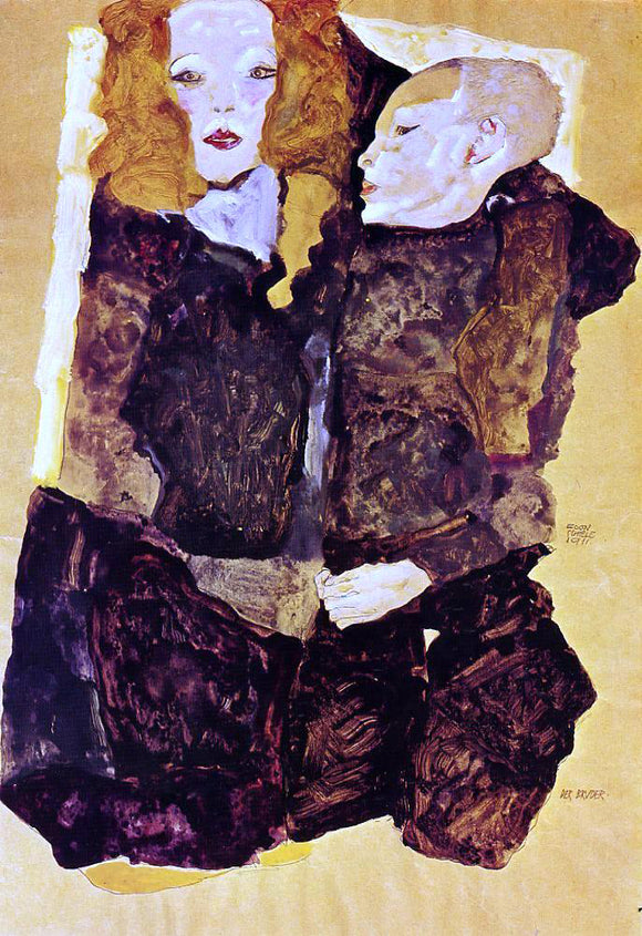  Egon Schiele The Brother - Canvas Art Print