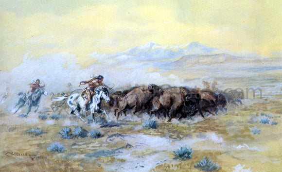  Charles Marion Russell The Buffalo Hunt - Canvas Art Print
